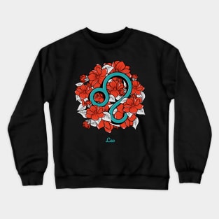 Floral Zodiac Sign Leo Gift Women Men Crewneck Sweatshirt